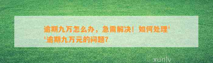 逾期九万怎么办，急需解决！如何处理''逾期九万元的问题？