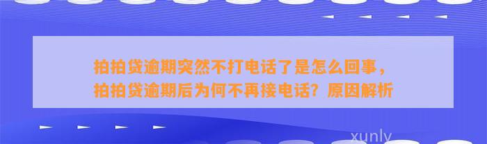 拍拍贷逾期突然不打电话了是怎么回事，拍拍贷逾期后为何不再接电话？原因解析