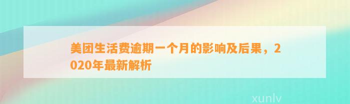 美团生活费逾期一个月的影响及后果，2020年最新解析