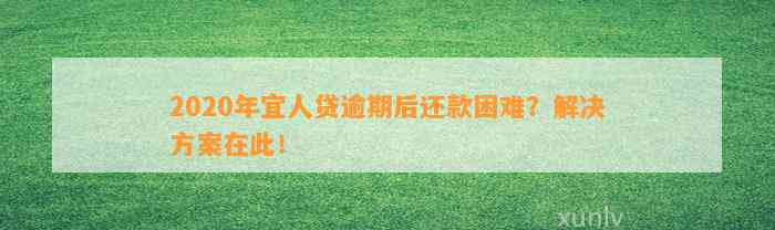 2020年宜人贷逾期后还款困难？解决方案在此！