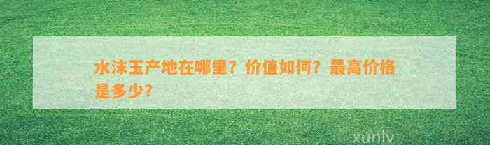 水沫玉产地在哪里？价值怎样？最高价格是多少？