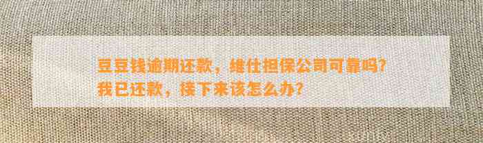 逾期还款，维仕担保公司可靠吗？我已还款，接下来该怎么办？