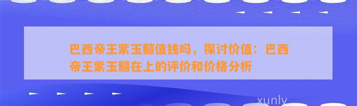 巴西帝王紫玉髓值钱吗，探讨价值：巴西帝王紫玉髓在上的评价和价格分析