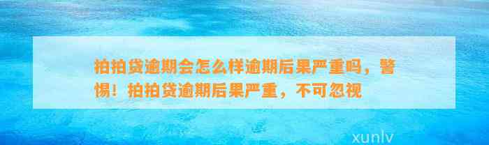 拍拍贷逾期会怎么样逾期后果严重吗，警惕！拍拍贷逾期后果严重，不可忽视