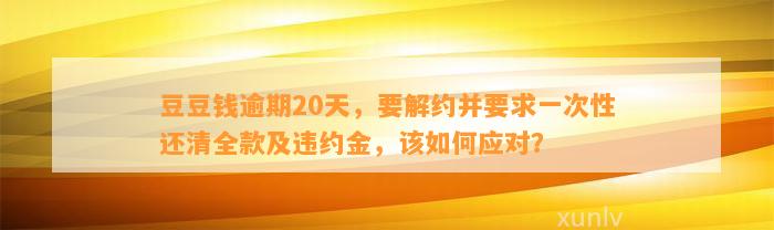 逾期20天，要解约并要求一次性还清全款及违约金，该如何应对？