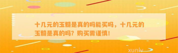 十几元的玉髓是真的吗能买吗，十几元的玉髓是真的吗？购买需谨慎！