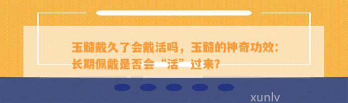 玉髓戴久了会戴活吗，玉髓的神奇功效：长期佩戴是不是会“活”过来？