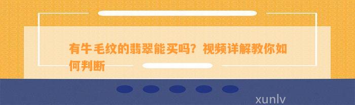 有牛毛纹的翡翠能买吗？视频详解教你怎样判断