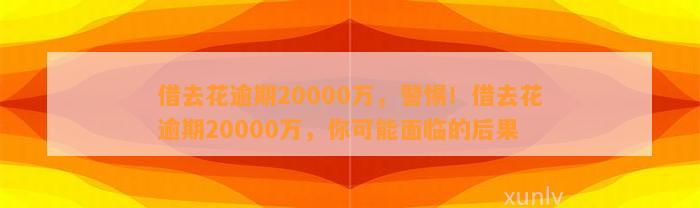 借去花逾期20000万，警惕！借去花逾期20000万，你可能面临的后果