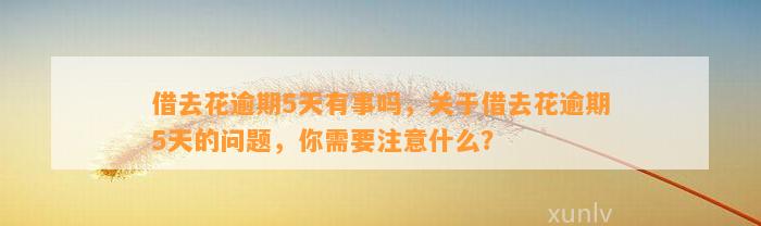 借去花逾期5天有事吗，关于借去花逾期5天的问题，你需要注意什么？