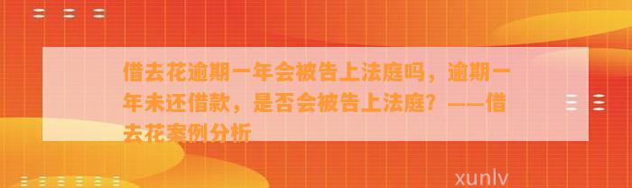 借去花逾期一年会被告上法庭吗，逾期一年未还借款，是否会被告上法庭？——借去花案例分析