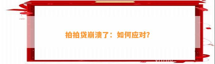 拍拍贷崩溃了：如何应对？