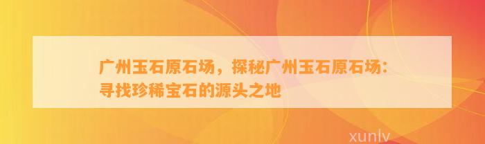 广州玉石原石场，探秘广州玉石原石场：寻找珍稀宝石的源头之地