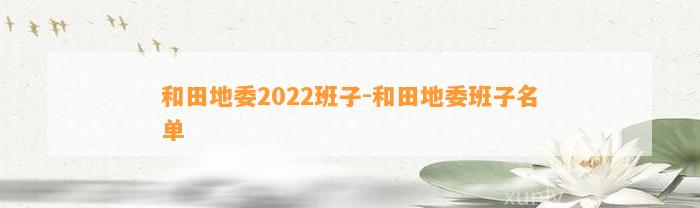 和田地委2022班子-和田地委班子名单