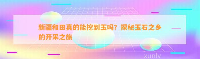 新疆和田真的能挖到玉吗？探秘玉石之乡的开采之旅