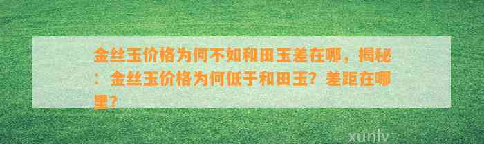 金丝玉价格为何不如和田玉差在哪，揭秘：金丝玉价格为何低于和田玉？差距在哪里？