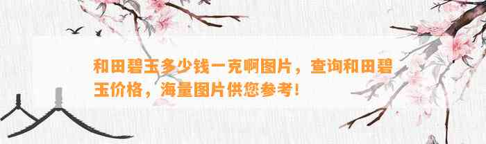 和田碧玉多少钱一克啊图片，查询和田碧玉价格，海量图片供您参考！