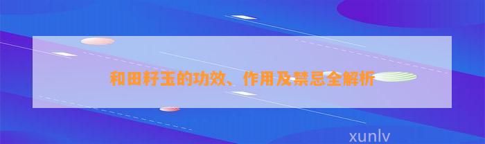 和田籽玉的功效、作用及禁忌全解析