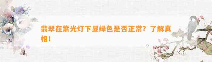 翡翠在紫光灯下显绿色是不是正常？熟悉真相！