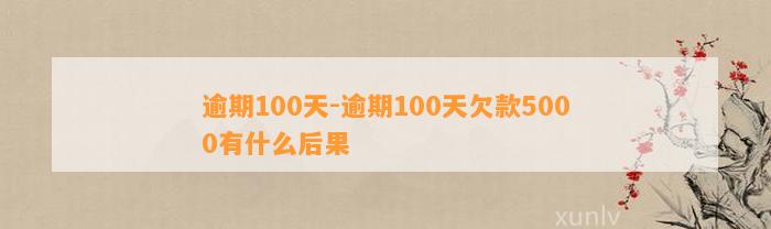 逾期100天-逾期100天欠款5000有什么后果