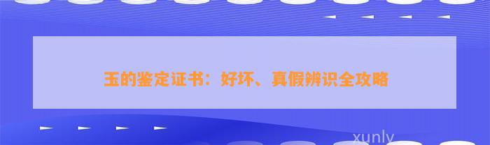 玉的鉴定证书：好坏、真假辨识全攻略