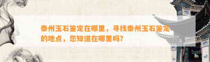 泰州玉石鉴定在哪里，寻找泰州玉石鉴定的地点，您知道在哪里吗？