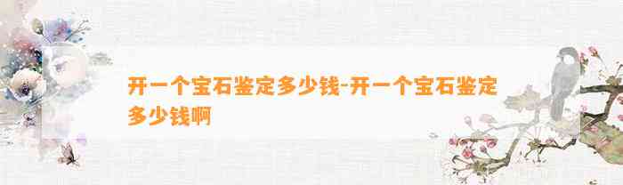 开一个宝石鉴定多少钱-开一个宝石鉴定多少钱啊