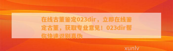 在线古董鉴定023dir，立即在线鉴定古董，获取专业意见！023dir帮你快速识别真伪