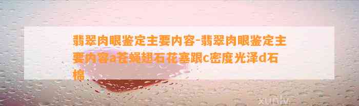 翡翠肉眼鉴定主要内容-翡翠肉眼鉴定主要内容a苍蝇翅石花塞跟c密度光泽d石棉