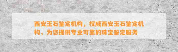 西安玉石鉴定机构，权威西安玉石鉴定机构，为您提供专业可靠的珠宝鉴定服务