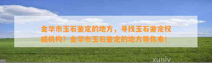 金华市玉石鉴定的地方，寻找玉石鉴定权威机构？金华市玉石鉴定的地方等你来！