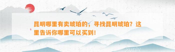 昆明哪里有卖琥珀的，寻找昆明琥珀？这里告诉你哪里可以买到！