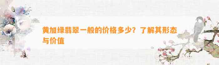 黄加绿翡翠一般的价格多少？熟悉其形态与价值