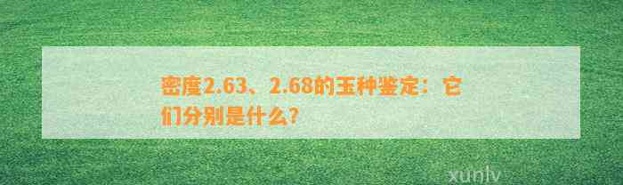 密度2.63、2.68的玉种鉴定：它们分别是什么？