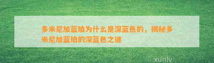 多米尼加蓝珀为什么是深蓝色的，揭秘多米尼加蓝珀的深蓝色之谜