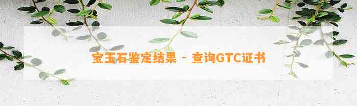 宝玉石鉴定结果 - 查询GTC证书