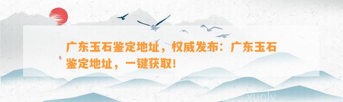 广东玉石鉴定地址，权威发布：广东玉石鉴定地址，一键获取！