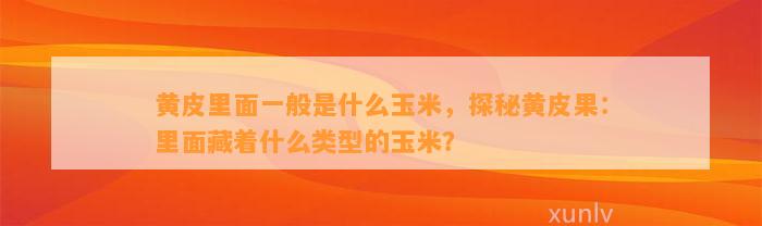 黄皮里面一般是什么玉米，探秘黄皮果：里面藏着什么类型的玉米？