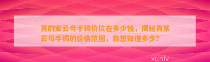 真的紫云母手镯价位在多少钱，揭秘真紫云母手镯的价格范围，你想知道多少？