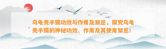 乌龟壳手镯功效与作用及禁忌，探究乌龟壳手镯的神秘功效、作用及其采用禁忌！