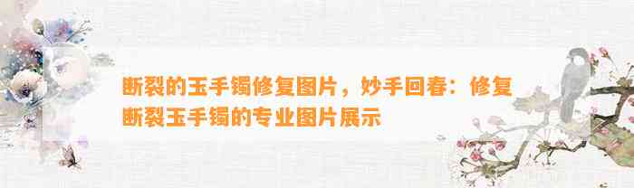 断裂的玉手镯修复图片，妙手回春：修复断裂玉手镯的专业图片展示