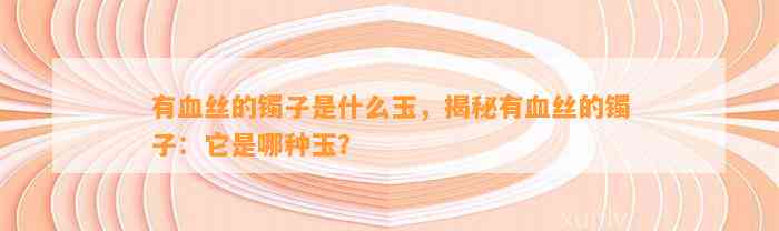 有血丝的镯子是什么玉，揭秘有血丝的镯子：它是哪种玉？