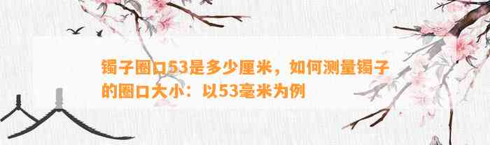 镯子圈口53是多少厘米，怎样测量镯子的圈口大小：以53毫米为例