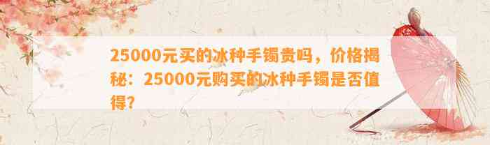 25000元买的冰种手镯贵吗，价格揭秘：25000元购买的冰种手镯是不是值得？