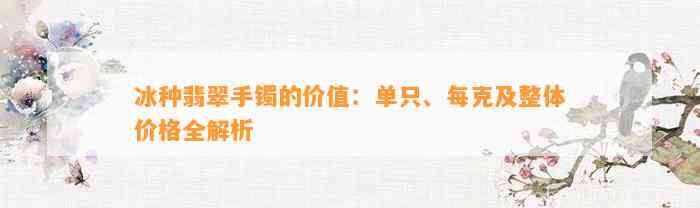 冰种翡翠手镯的价值：单只、每克及整体价格全解析