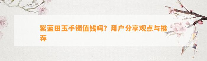 紫蓝田玉手镯值钱吗？客户分享观点与推荐