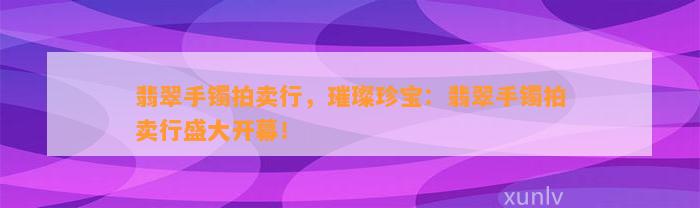 翡翠手镯拍卖行，璀璨珍宝：翡翠手镯拍卖行盛大开幕！