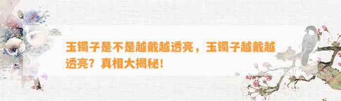 玉镯子是不是越戴越透亮，玉镯子越戴越透亮？真相大揭秘！