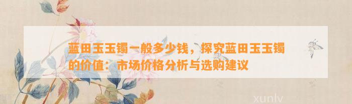 蓝田玉玉镯一般多少钱，探究蓝田玉玉镯的价值：市场价格分析与选购建议