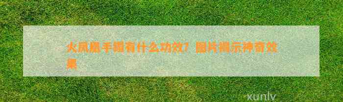 火凤凰手镯有什么功效？图片揭示神奇效果